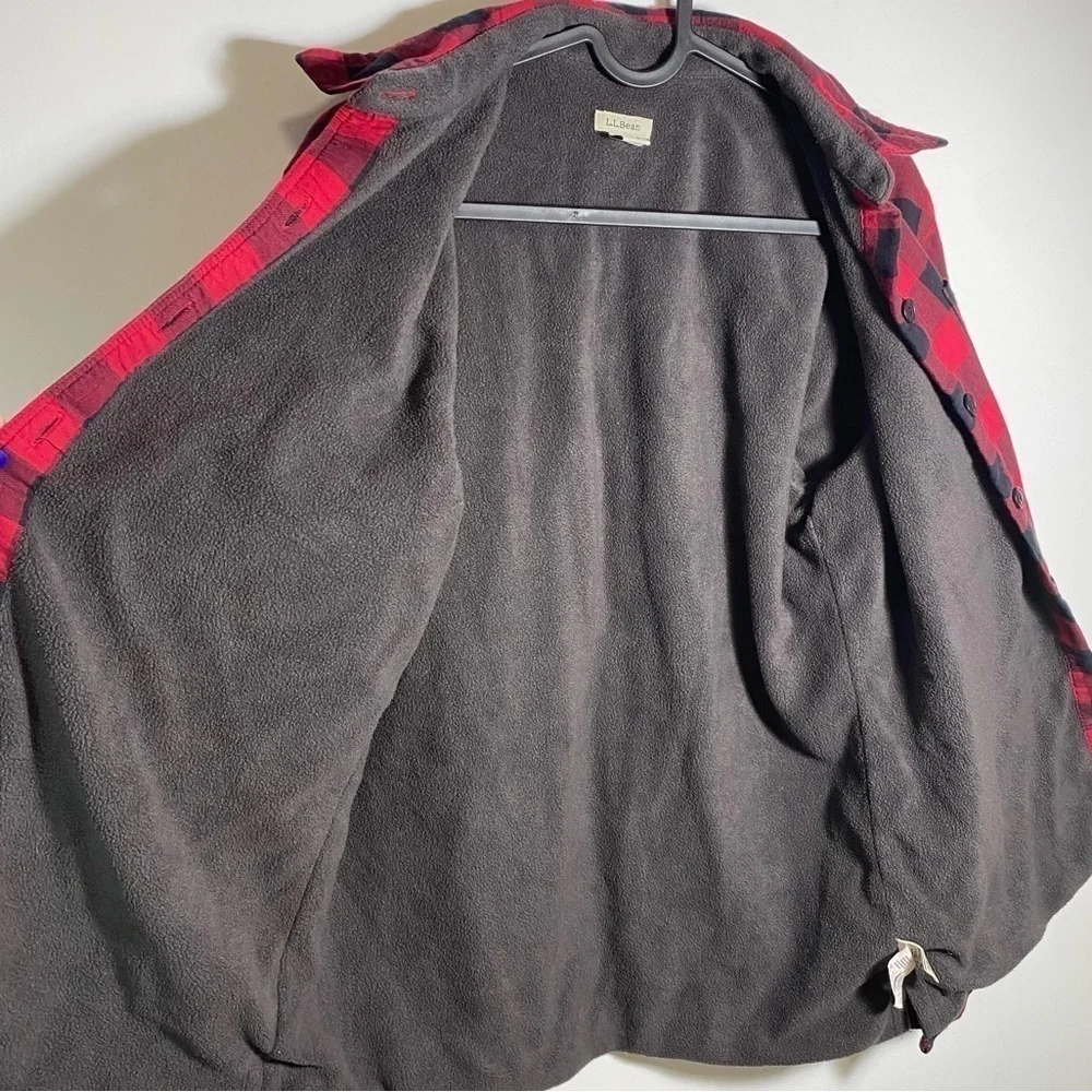 LL Bean Womens Fleece Lined Flannel Shirt Jacket Size xs - Picture 9 of 10